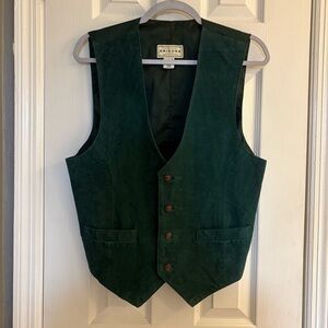 Vintage Suede Leather Arizona Jeans Dark Green Button-Down Vest Size Small.